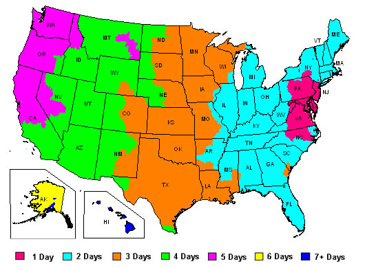 FedEx Ground Transit Time Map